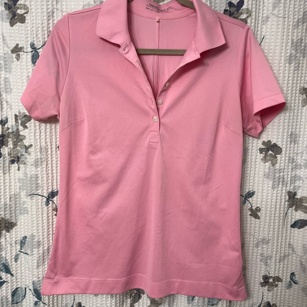 Nike Women's Light Pink Dri-Fit Short Sleeve Golf Polo Shirt Fairfield Univ Logo